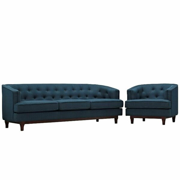 Modway Furniture Coast Living Room Sofa Set, Azure - Set of 2 EEI-2450-AZU-SET
